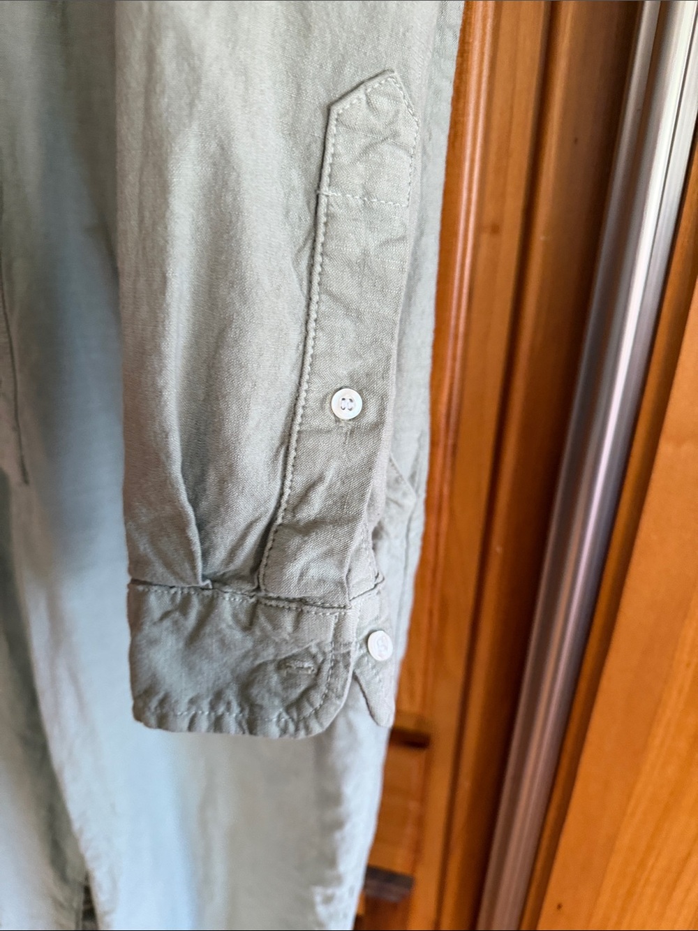 Frank & Eileen sage green Northern Ireland linen jumpsuit. Size Medium. - Picture 4 of 12
